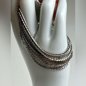 Rare Vintage Monet Silver Tone Multi Strand Chunky Bracelet with Hang Tag